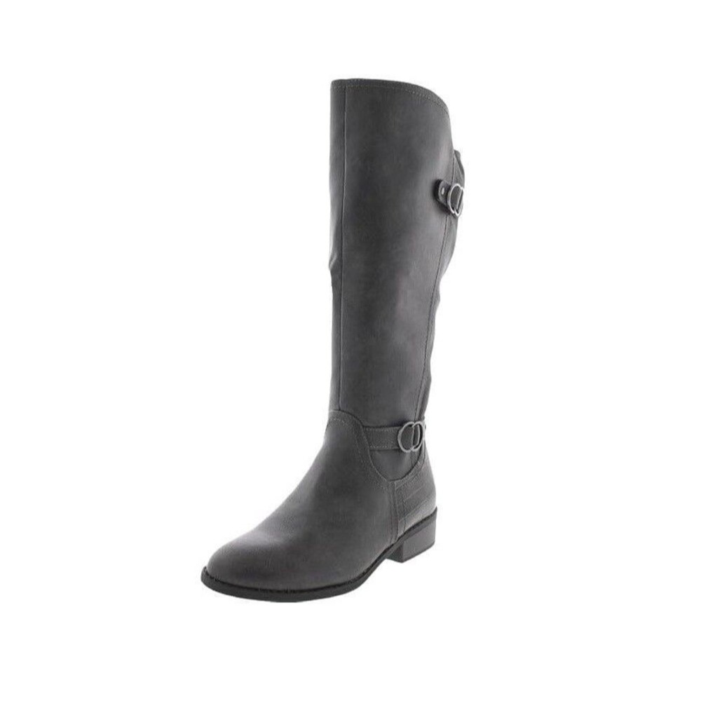 Karen Scott Womens 5 M Grey Leandraa Faux Leather Riding Boots NIB LU8